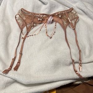 Victoria's Secret Rose Gold Star Embellished Garter Belt